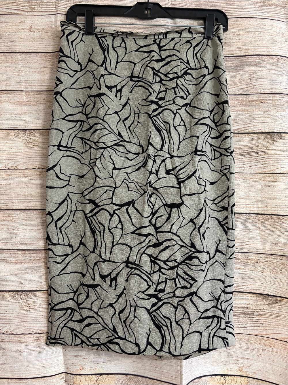 Tracy Reese Silk Blend Black Patterned Taupe Pencil Skirt